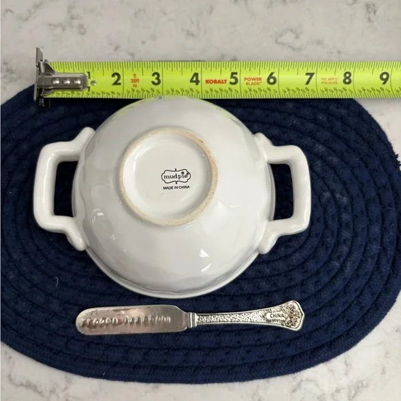 Mud Pie White 'Oh So Thankful' Ceramic Serving Bowl and spreader - Picture 6 of 7